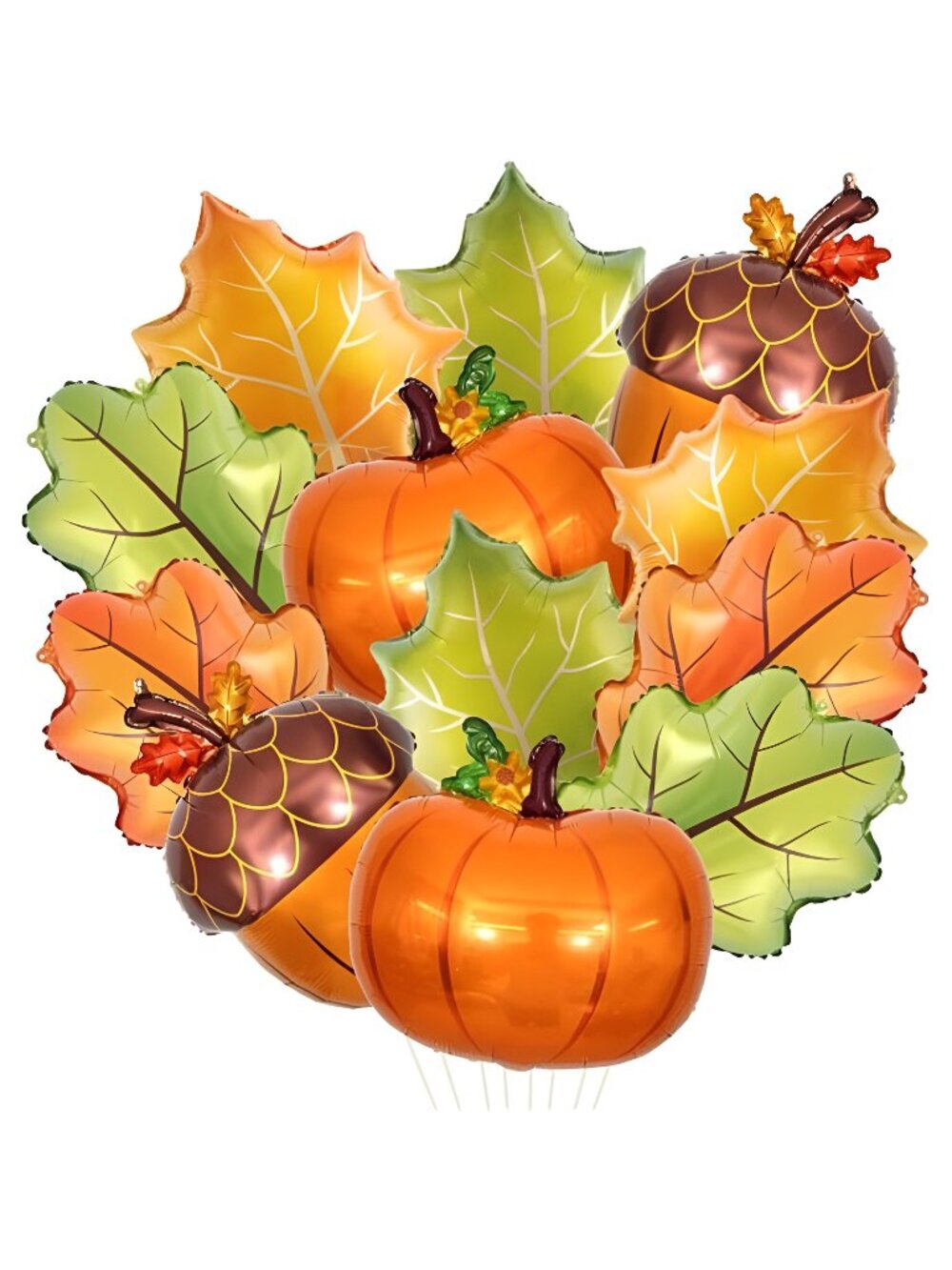 24” Large Fall Foil Balloons Kit Autumn Leaves, Maple, Pumpkin and Acorn